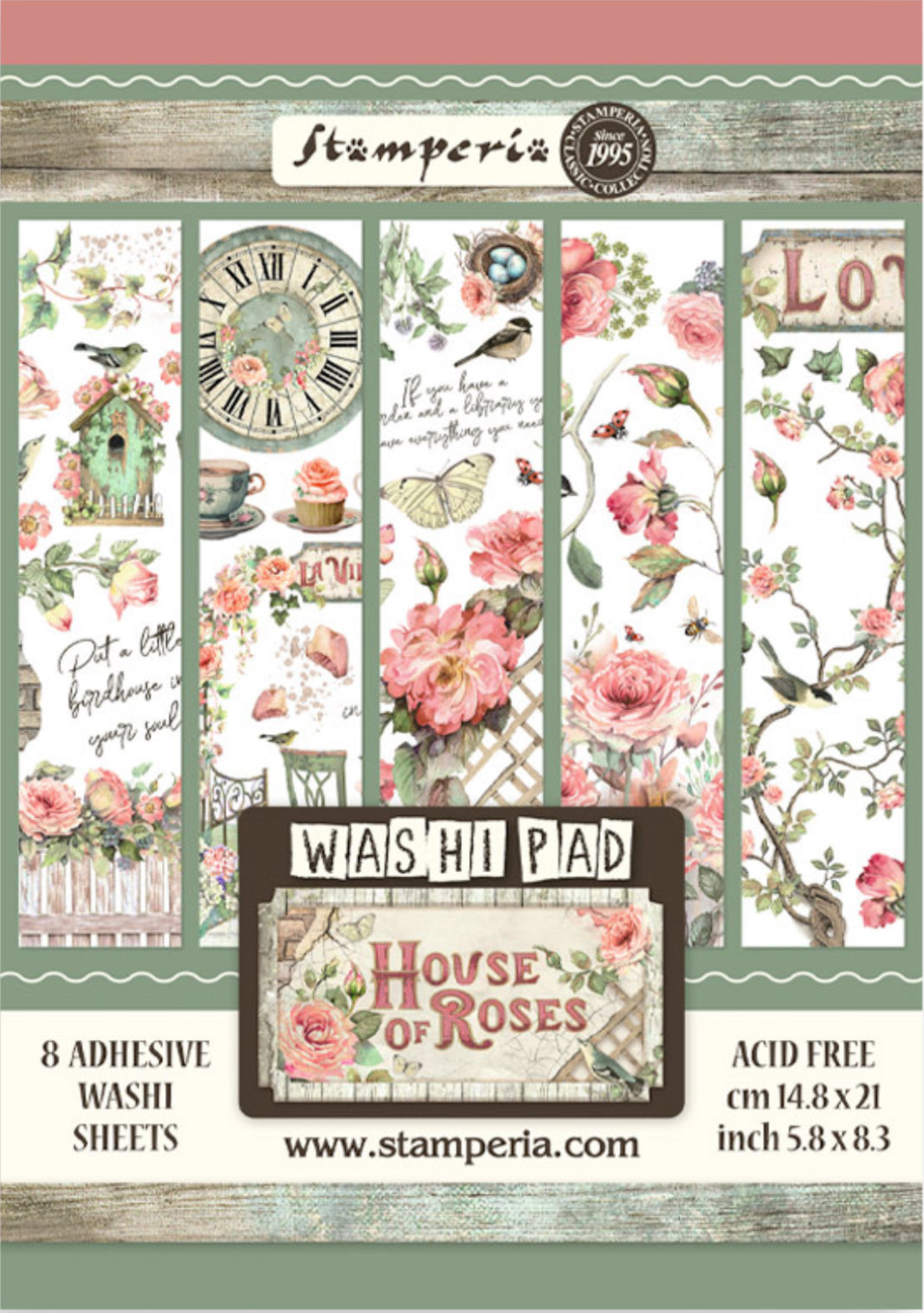 Stamperia House of Roses Washi Pad (8 Sheets)